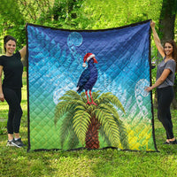 New Zealand Christmas Quilt Pukeko With Ponga Tree Silver Fern LT05 - Polynesian Pride