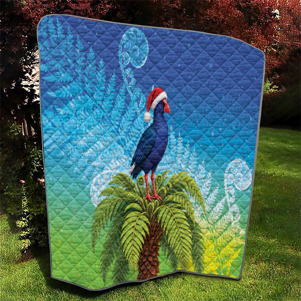 New Zealand Christmas Quilt Pukeko With Ponga Tree Silver Fern LT05 - Polynesian Pride