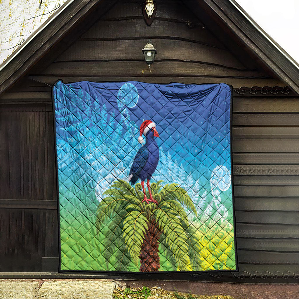 New Zealand Christmas Quilt Pukeko With Ponga Tree Silver Fern LT05 - Polynesian Pride