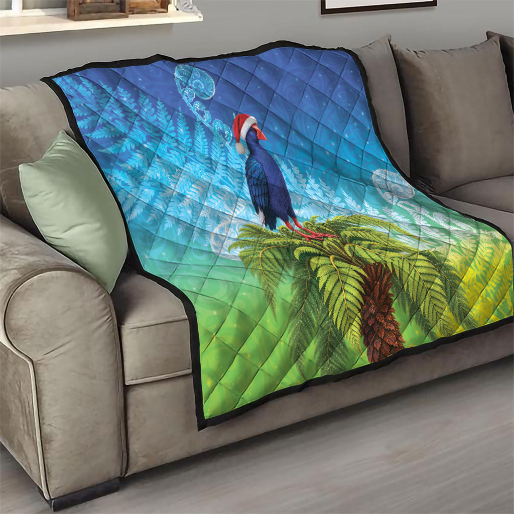 New Zealand Christmas Quilt Pukeko With Ponga Tree Silver Fern LT05 - Polynesian Pride