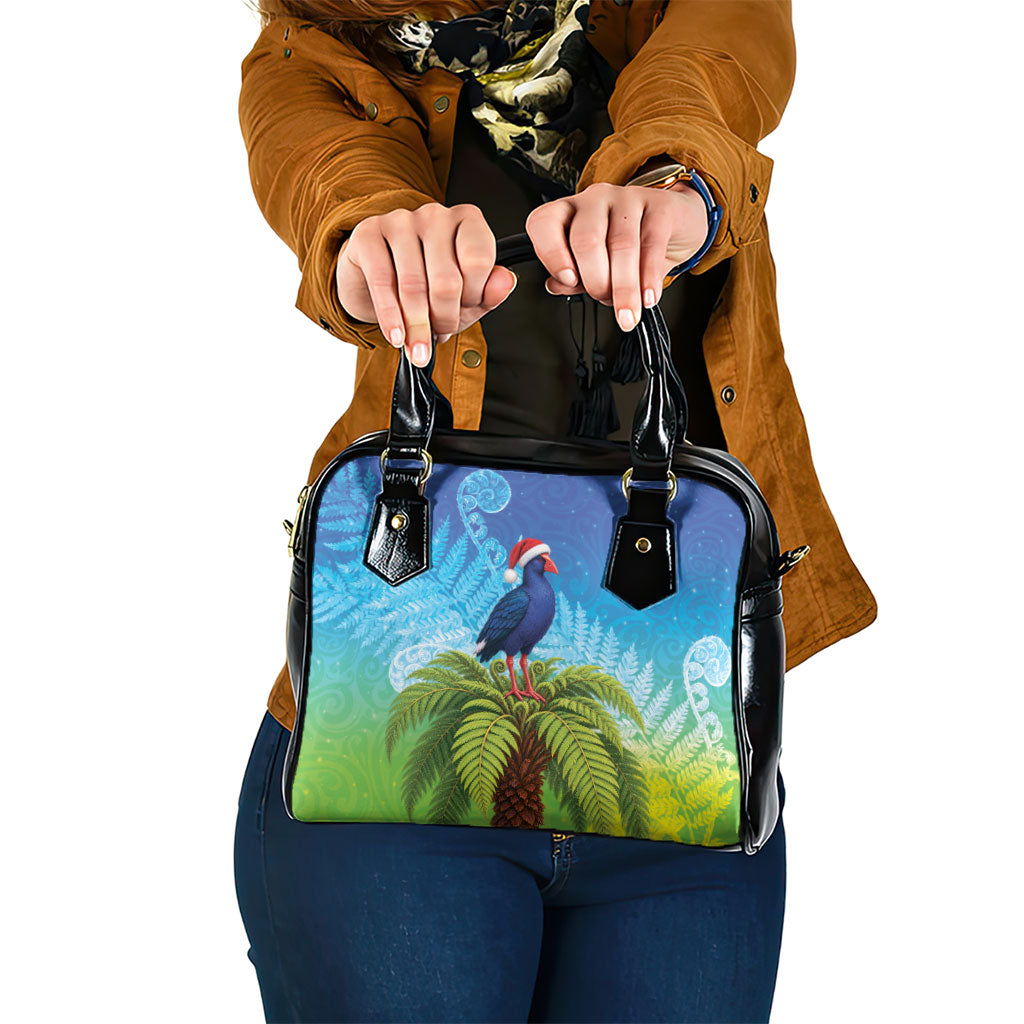 New Zealand Christmas Shoulder Handbag Pukeko With Ponga Tree Silver Fern LT05 One Size Multicolor - Polynesian Pride