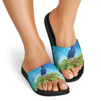 New Zealand Christmas Slide Sandals Pukeko With Ponga Tree Silver Fern LT05 - Polynesian Pride