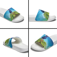 New Zealand Christmas Slide Sandals Pukeko With Ponga Tree Silver Fern LT05 - Polynesian Pride