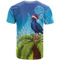 New Zealand Christmas T Shirt Pukeko With Ponga Tree Silver Fern LT05 - Polynesian Pride