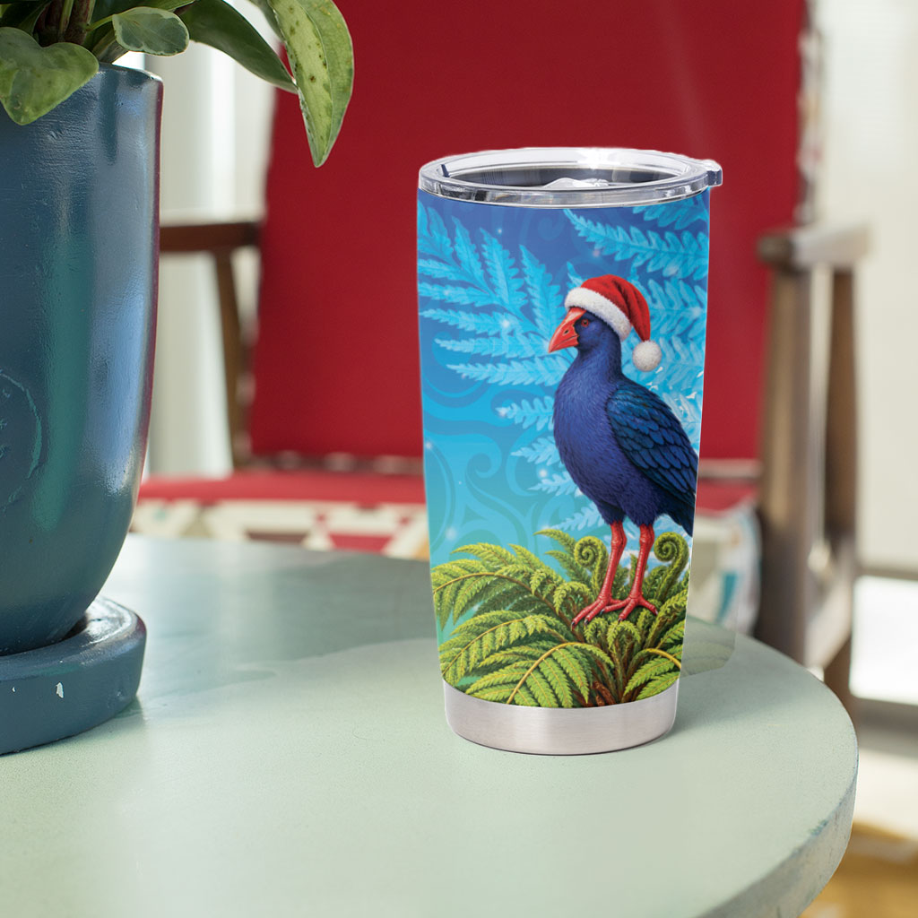 New Zealand Christmas Tumbler Cup Pukeko With Ponga Tree Silver Fern LT05 - Polynesian Pride
