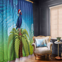 New Zealand Christmas Window Curtain Pukeko With Ponga Tree Silver Fern LT05 - Polynesian Pride