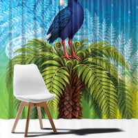 New Zealand Christmas Window Curtain Pukeko With Ponga Tree Silver Fern LT05 - Polynesian Pride