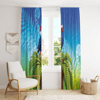 New Zealand Christmas Window Curtain Pukeko With Ponga Tree Silver Fern LT05 - Polynesian Pride