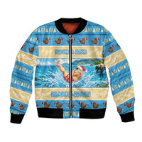 New Zealand Christmas Bomber Jacket Have A Kiwi Manu-Mas LT05 Unisex Blue - Polynesian Pride