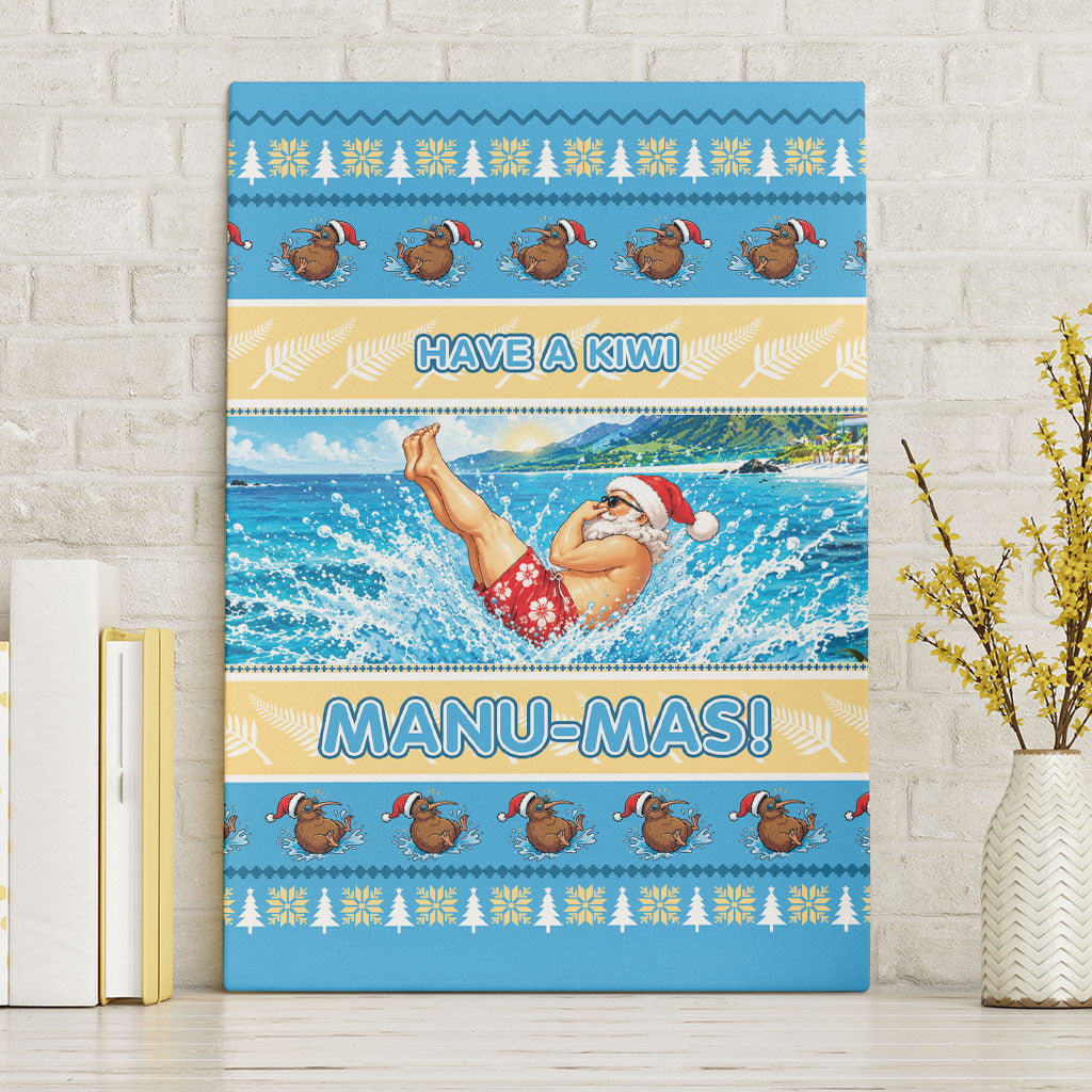New Zealand Christmas Canvas Wall Art Have A Kiwi Manu-Mas LT05 Without Frame Blue - Polynesian Pride