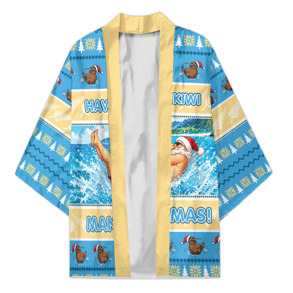 New Zealand Christmas Kimono Have A Kiwi Manu-Mas LT05 Unisex Blue - Polynesian Pride