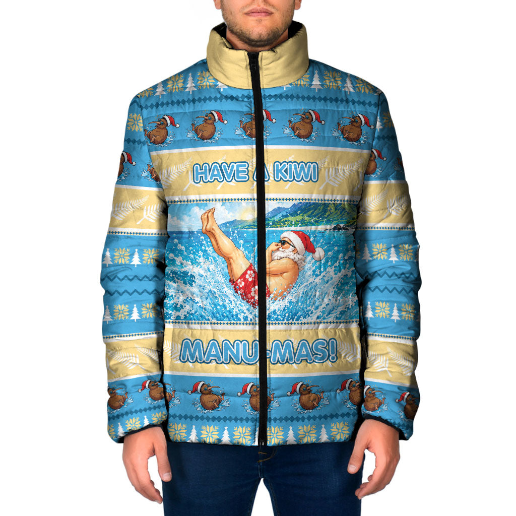 New Zealand Christmas Padded Jacket Have A Kiwi Manu-Mas LT05 Men Blue - Polynesian Pride