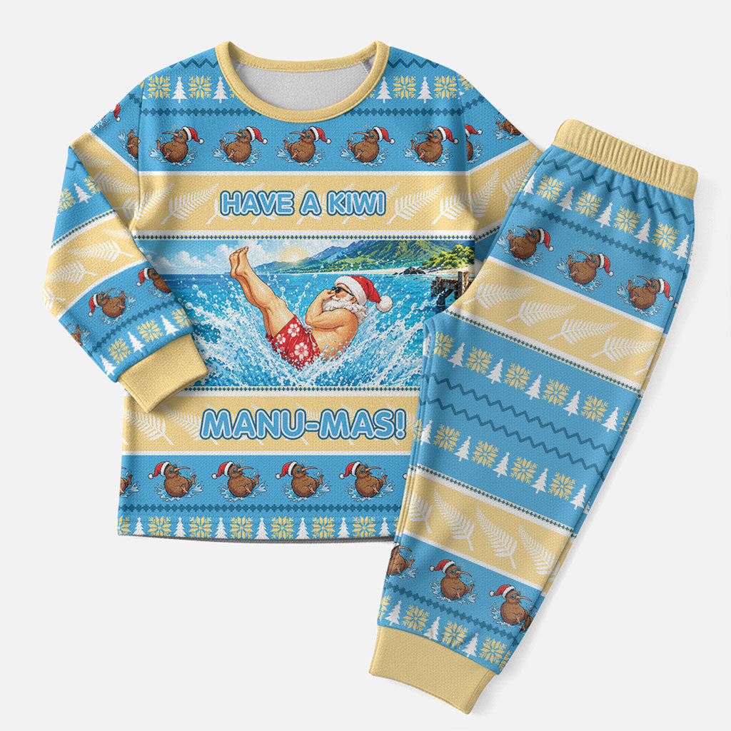 New Zealand Christmas Pajama Set Have A Kiwi Manu-Mas LT05 Men Blue - Polynesian Pride