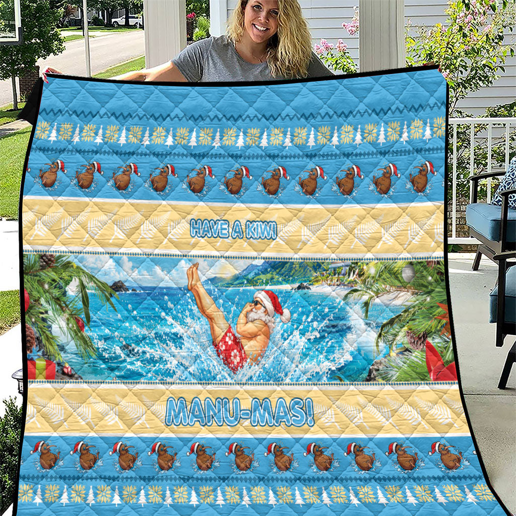 New Zealand Christmas Quilt Have A Kiwi Manu-Mas LT05 Blue - Polynesian Pride