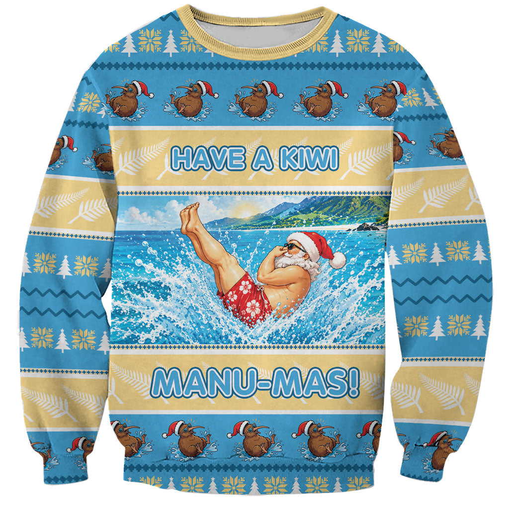 New Zealand Christmas Sweatshirt Have A Kiwi Manu-Mas LT05 Unisex Blue - Polynesian Pride