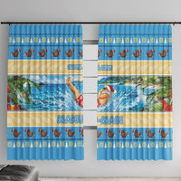 New Zealand Christmas Window Curtain Have A Kiwi Manu-Mas LT05 With Hooks Blue - Polynesian Pride