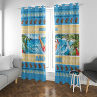 New Zealand Christmas Window Curtain Have A Kiwi Manu-Mas LT05 With Grommets Blue - Polynesian Pride