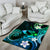 Hawaii Humuhumu Reef Triggerfish Area Rug Turquoise With Plumeria LT05 - Polynesian Pride