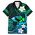 Personalised Hawaii Humuhumu Reef Triggerfish Family Matching Long Sleeve Bodycon Dress and Hawaiian Shirt Turquoise With Plumeria LT05 Dad's Shirt - Short Sleeve Turquoise - Polynesian Pride