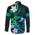 Personalised Hawaii Humuhumu Reef Triggerfish Family Matching Long Sleeve Bodycon Dress and Hawaiian Shirt Turquoise With Plumeria LT05 - Polynesian Pride