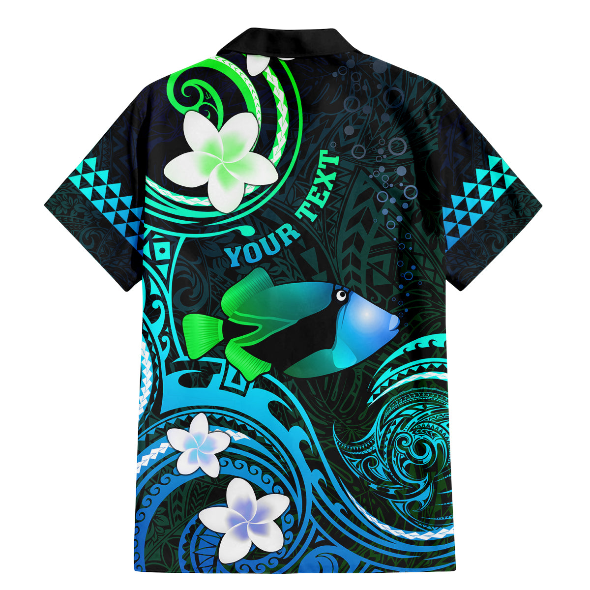 Personalised Hawaii Humuhumu Reef Triggerfish Family Matching Mermaid Dress and Hawaiian Shirt Turquoise With Plumeria LT05 - Polynesian Pride