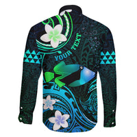 Personalised Hawaii Humuhumu Reef Triggerfish Family Matching Tank Maxi Dress and Hawaiian Shirt Turquoise With Plumeria LT05 - Polynesian Pride