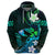 Personalised Hawaii Humuhumu Reef Triggerfish Hoodie Turquoise With Plumeria LT05 - Polynesian Pride