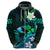 Personalised Hawaii Humuhumu Reef Triggerfish Hoodie Turquoise With Plumeria LT05 - Polynesian Pride