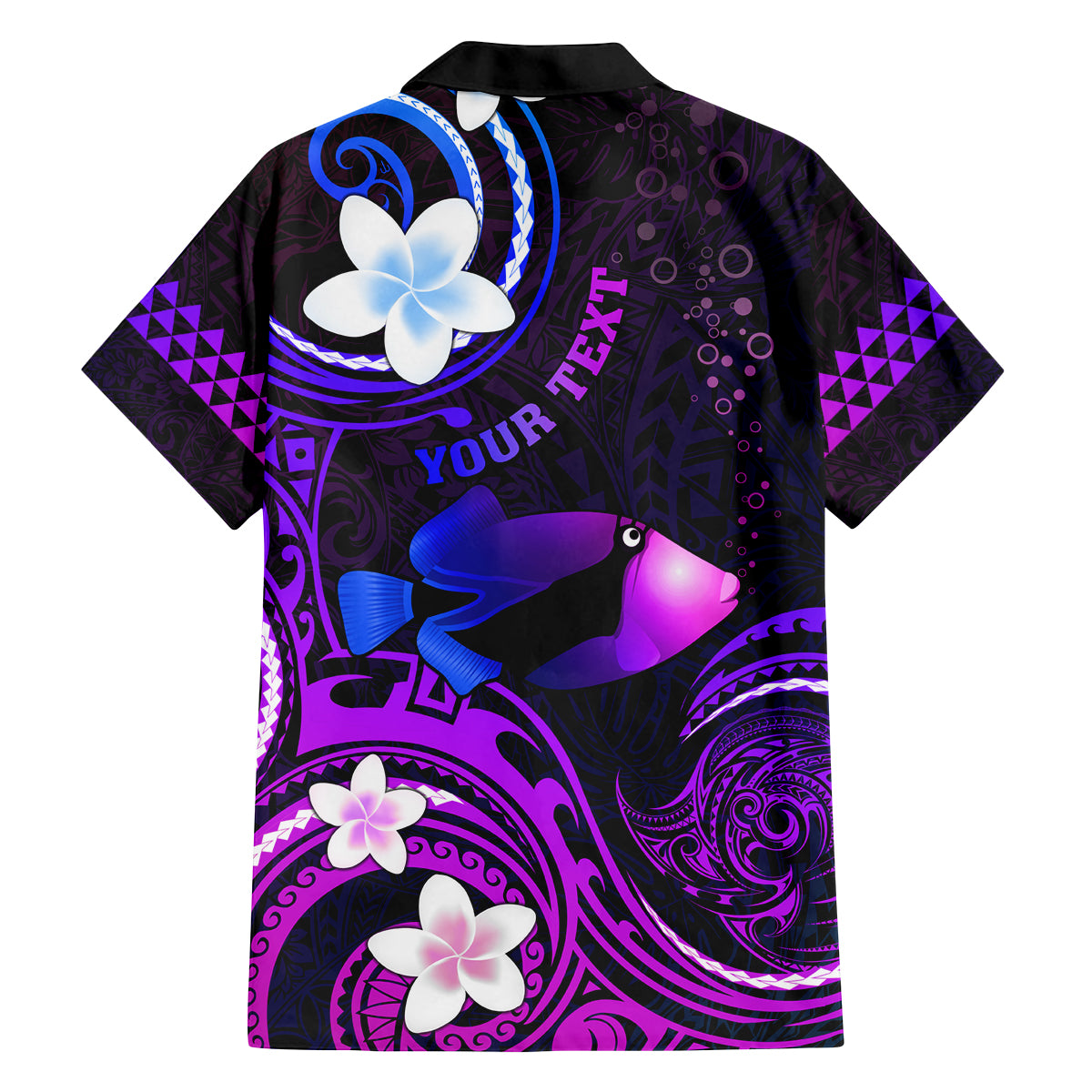Personalised Hawaii Humuhumu Reef Triggerfish Family Matching Tank Maxi Dress and Hawaiian Shirt Violet With Plumeria LT05 - Polynesian Pride