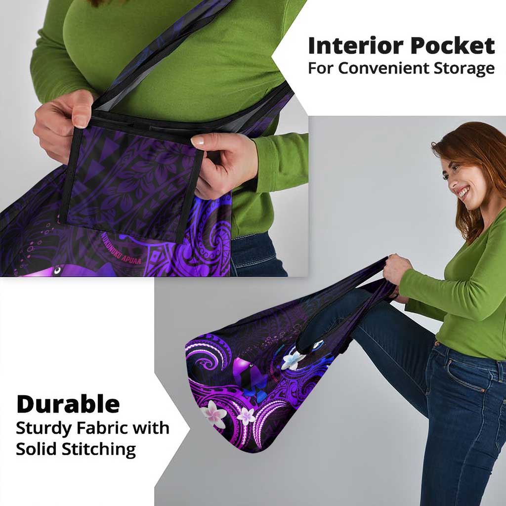 Hawaii Humuhumu Reef Triggerfish Grocery Bag Violet With Plumeria