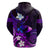 Personalised Hawaii Humuhumu Reef Triggerfish Hoodie Violet With Plumeria LT05 - Polynesian Pride