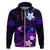 Personalised Hawaii Humuhumu Reef Triggerfish Hoodie Violet With Plumeria LT05 Zip Hoodie Violet - Polynesian Pride