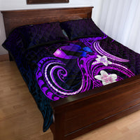 Hawaii Humuhumu Reef Triggerfish Quilt Bed Set Violet With Plumeria LT05 - Polynesian Pride