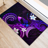 Hawaii Humuhumu Reef Triggerfish Rubber Doormat Violet With Plumeria LT05 - Polynesian Pride