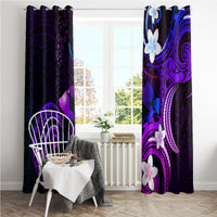 Hawaii Humuhumu Reef Triggerfish Window Curtain Violet With Plumeria LT05 - Polynesian Pride