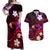 Personalised Hawaii Humuhumu Reef Triggerfish Couples Matching Off Shoulder Maxi Dress and Hawaiian Shirt Maroon With Plumeria LT05 Maroon - Polynesian Pride