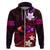 Personalised Hawaii Humuhumu Reef Triggerfish Hoodie Maroon With Plumeria LT05 Zip Hoodie Maroon - Polynesian Pride