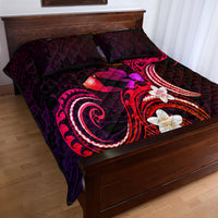 Hawaii Humuhumu Reef Triggerfish Quilt Bed Set Maroon With Plumeria LT05 - Polynesian Pride