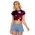 Personalised Hawaii Humuhumu Reef Triggerfish Raglan Cropped T Shirt Maroon With Plumeria LT05 Female Maroon - Polynesian Pride