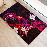 Hawaii Humuhumu Reef Triggerfish Rubber Doormat Maroon With Plumeria LT05 - Polynesian Pride