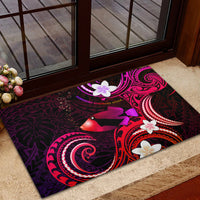 Hawaii Humuhumu Reef Triggerfish Rubber Doormat Maroon With Plumeria LT05 - Polynesian Pride