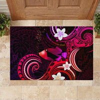 Hawaii Humuhumu Reef Triggerfish Rubber Doormat Maroon With Plumeria LT05 - Polynesian Pride
