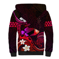 Personalised Hawaii Humuhumu Reef Triggerfish Sherpa Hoodie Maroon With Plumeria LT05 - Polynesian Pride