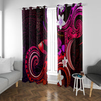 Hawaii Humuhumu Reef Triggerfish Window Curtain Maroon With Plumeria LT05 With Grommets Maroon - Polynesian Pride