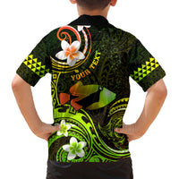 Personalised Hawaii Humuhumu Reef Triggerfish Family Matching Long Sleeve Bodycon Dress and Hawaiian Shirt Reggae With Plumeria LT05 - Polynesian Pride