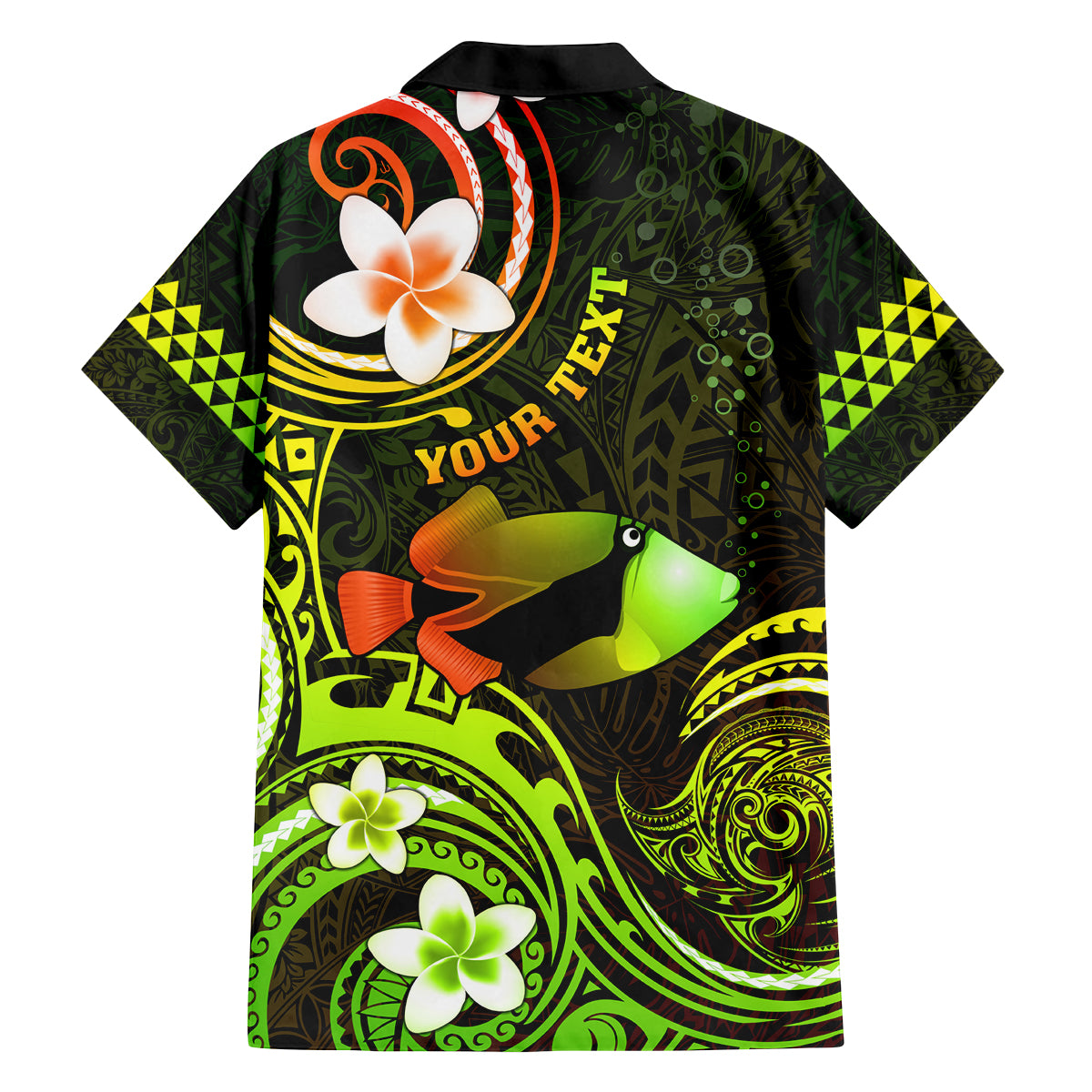 Personalised Hawaii Humuhumu Reef Triggerfish Family Matching Off Shoulder Long Sleeve Dress and Hawaiian Shirt Reggae With Plumeria LT05 - Polynesian Pride
