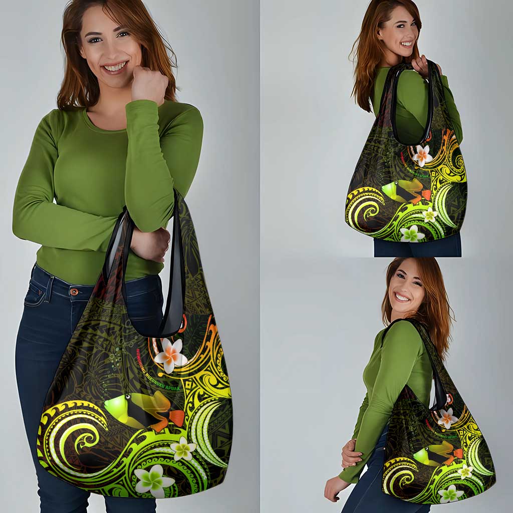 Hawaii Humuhumu Reef Triggerfish Grocery Bag Reggae With Plumeria