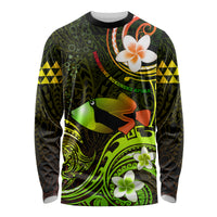 Personalised Hawaii Humuhumu Reef Triggerfish Long Sleeve Shirt Reggae With Plumeria LT05 Unisex Reggae - Polynesian Pride