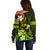 Personalised Hawaii Humuhumu Reef Triggerfish Off Shoulder Sweater Reggae With Plumeria LT05 - Polynesian Pride