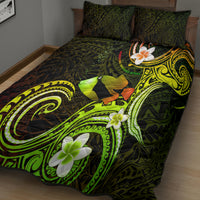 Hawaii Humuhumu Reef Triggerfish Quilt Bed Set Reggae With Plumeria LT05 - Polynesian Pride